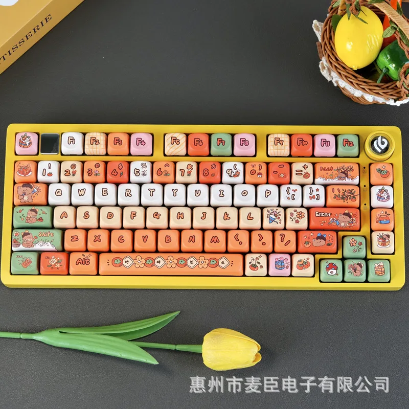 Persimmon Ruyi keycap cartoon cute MOA height square sublimation mechanical keyboard cap adaptation 64/75/980
