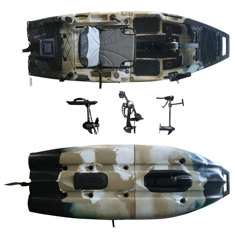 

8-футовый модульный одноместный каяк с педальным приводом и винтовым движителем, для рыбалки, сидячий, с электромотором, двухсекционный, для одного человека