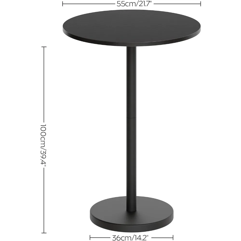 Metal Frame Round Bar Table Set for 2, Counter Height, Suitable for Bistro, Dining, Living Spaces