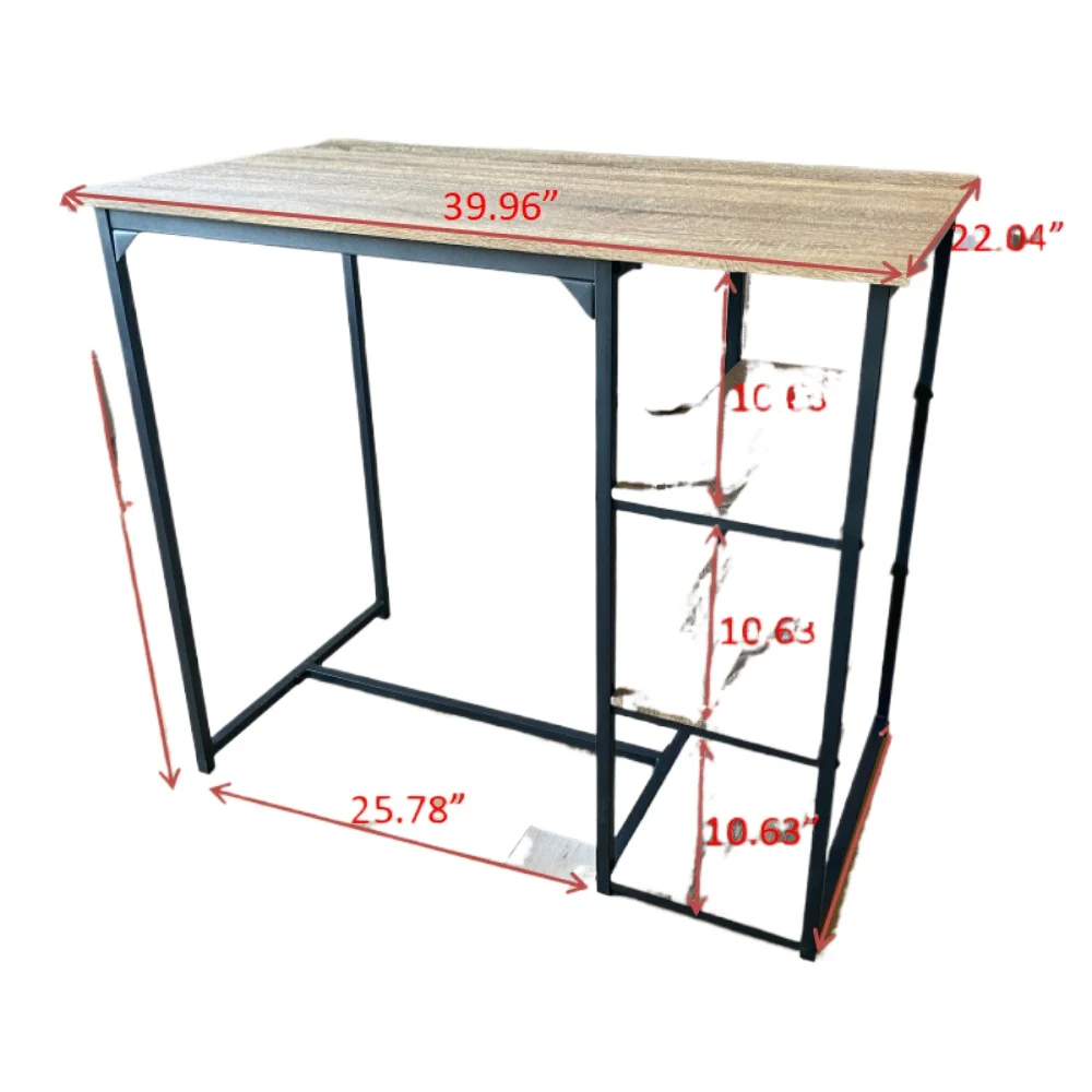 Eetkamer Set Met 2 Stoelen Voor Eetkamer, Zwart Frame + Bruin Eiken Board Oppervlak + Zwart Kussen