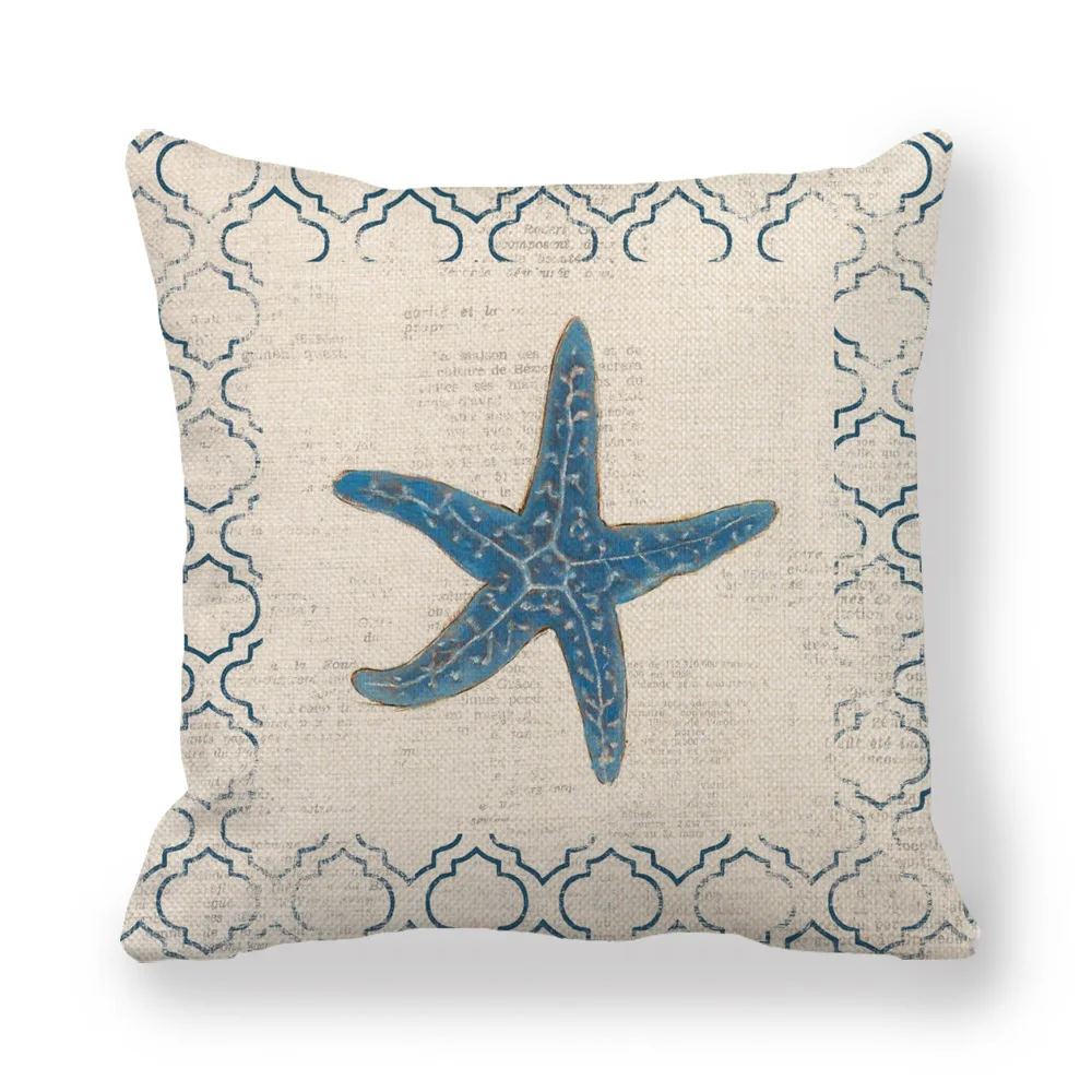 Blue Wind Marine Life throw pillow covers with digital printing of short plush fabric Car-shaped sofa cushion office Home decor