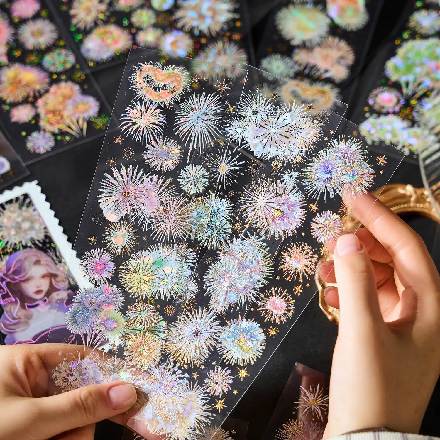 Vintage Colorful Light Bloom Landscape PET Sticker Creative DIY Journal Material Collage Scrapbooking Stationery