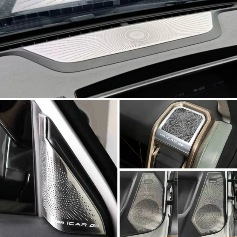 

For Chery Icar 03 JAECOO J6 2024-2026 Interior Mouldings Car speaker Audio Loudspeaker cover stainless steel protective plate