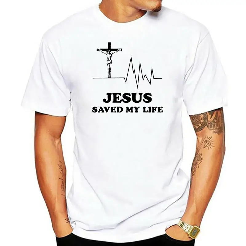 2022 nueva gran oferta camiseta para hombre 035 Jesús salvó mi vida camiseta para hombre Biblia cristiana iglesia Dios católico vintage