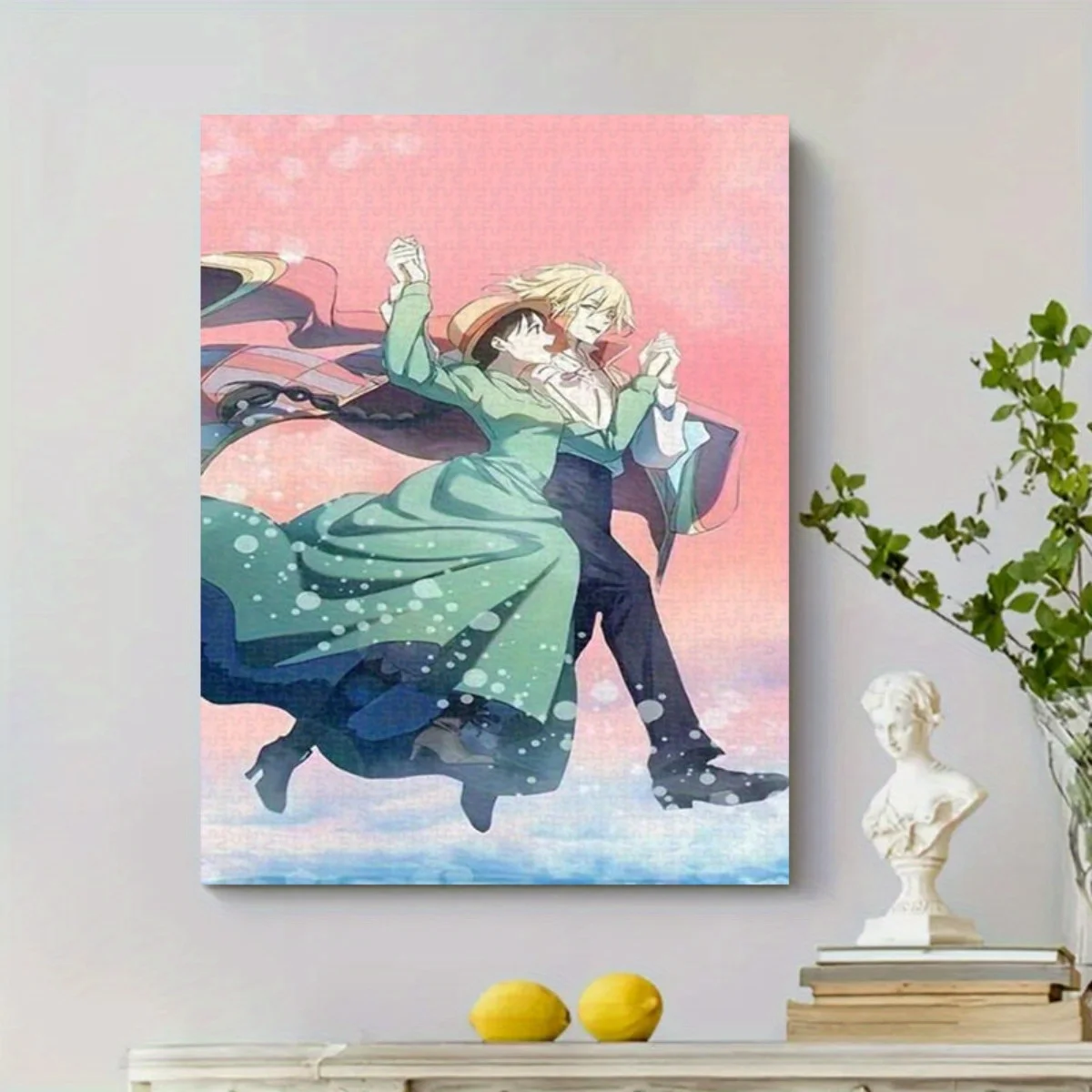 1000pcs Extra Large Anime Puzzle - Romantic Anime Characters (Golden Accent Hair, Green & Pink Pastel Colors) - Challenging La