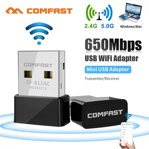 Comfast Free-Drive 650Mbps USB WiFi Adapter 2.4G&5G Network Card Wireless Dongle For PC Wi-Fi Receiver Dongle for Win 7 8 10 11