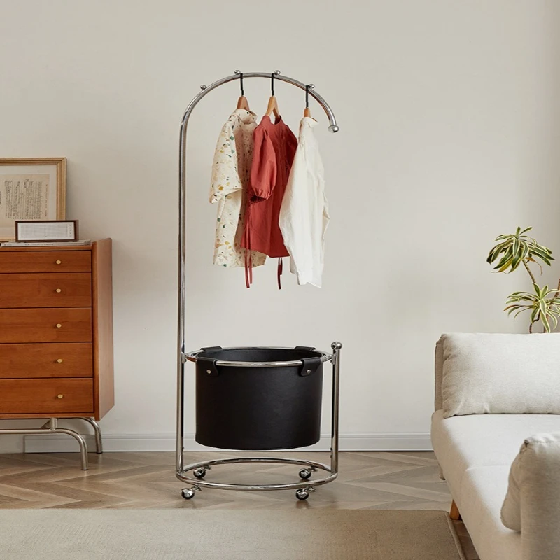 

Coat rack Hanging hanger Storage Stainless steel Xingyue light luxury floor leather pocket Household removable high-end