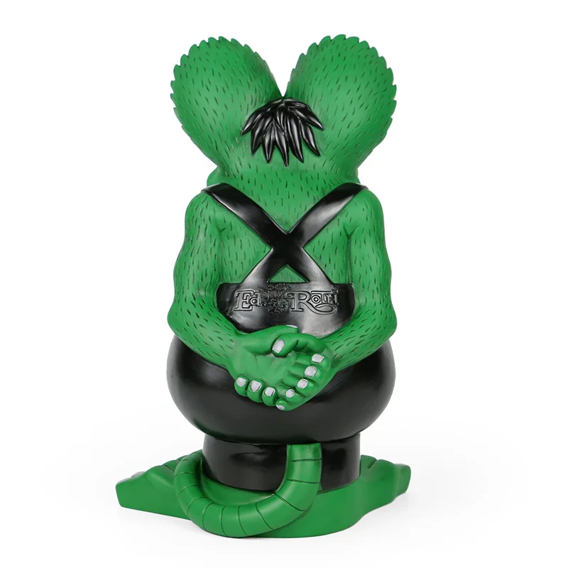 Rat Fink 33cm Black Green Vinyl Big Model Doll Ornament Premium Edition RF Crazy Mouse Large Statue Gift Toy Collection Figure