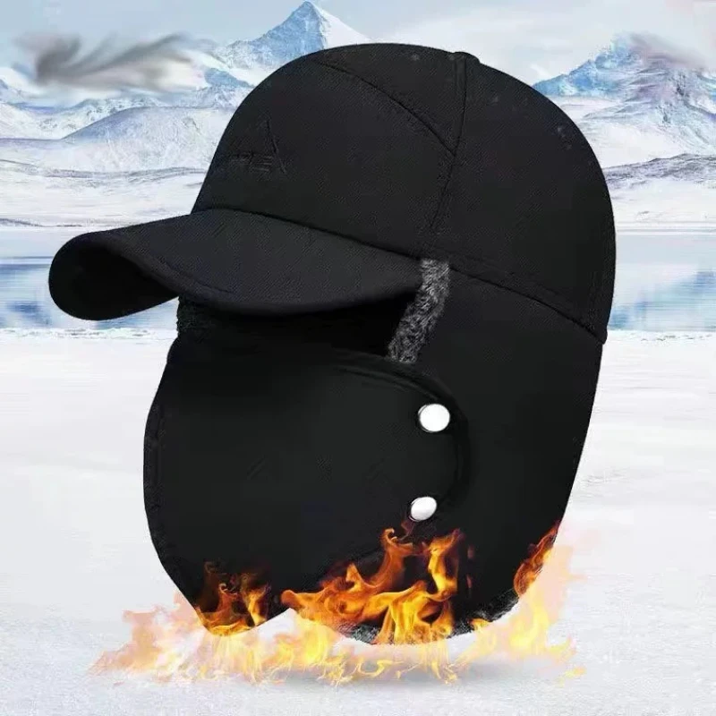 Chapéu quente masculino de pele sintética bombardeiro engrossar chapéu de inverno boné de aba de orelha feminino macio gorros térmicos chapéus para pesca ao ar livre boné de esqui chapéus