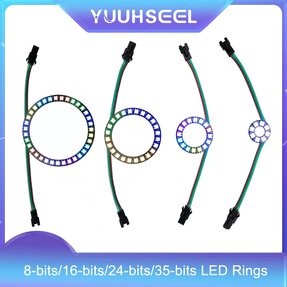 DC5V 8 / 16 / 24 / 35-Bits LED Rings WS2812B 5050 RGB LED Strip Addressable Programmable Full Color for Arduino