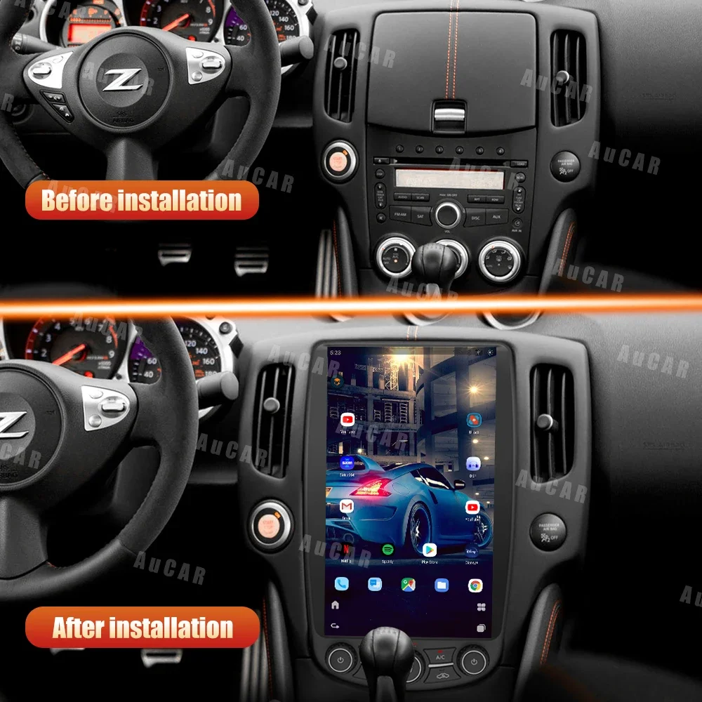 AuCar T-Style Android Head Unit Radio For Nissan 370Z Z34 GPS Navi 1920*1080 13.6 Inch Tesla 370Z Multimedia