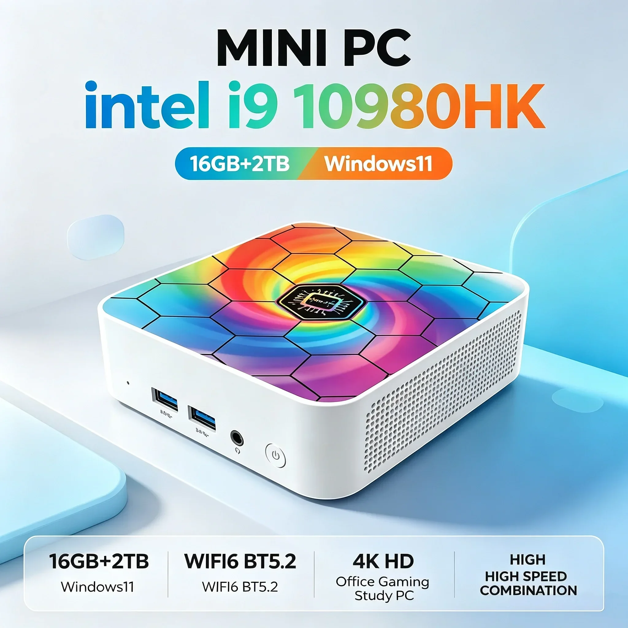 Mini‑Form‑Factor PC Intel Core I9‑10980HK Windows11 16GB RAM 1‑2TB SSD WiFi6 BT5.2 Mini Desktop Computer For Household Office