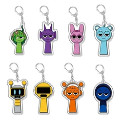 Game Sprunki Pendant Keyring Key chain Cartoon Acrylic Oren Raddy Gray Brud Cluker Keychain  Accessories For Fans Gifts