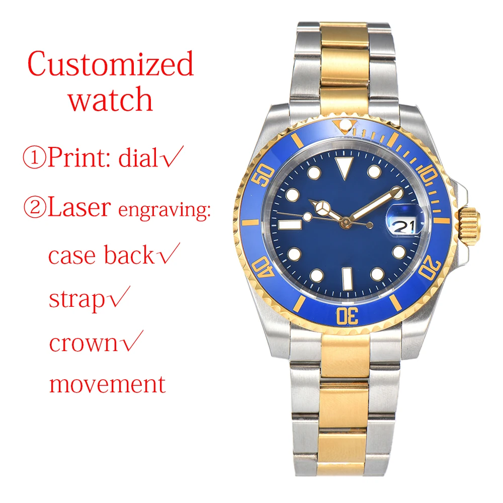 Customized 40mm Watch NH35 Movement Automatic Watches Sapphire Glass Mechanical Wristwatch Sports Waterproof Watch