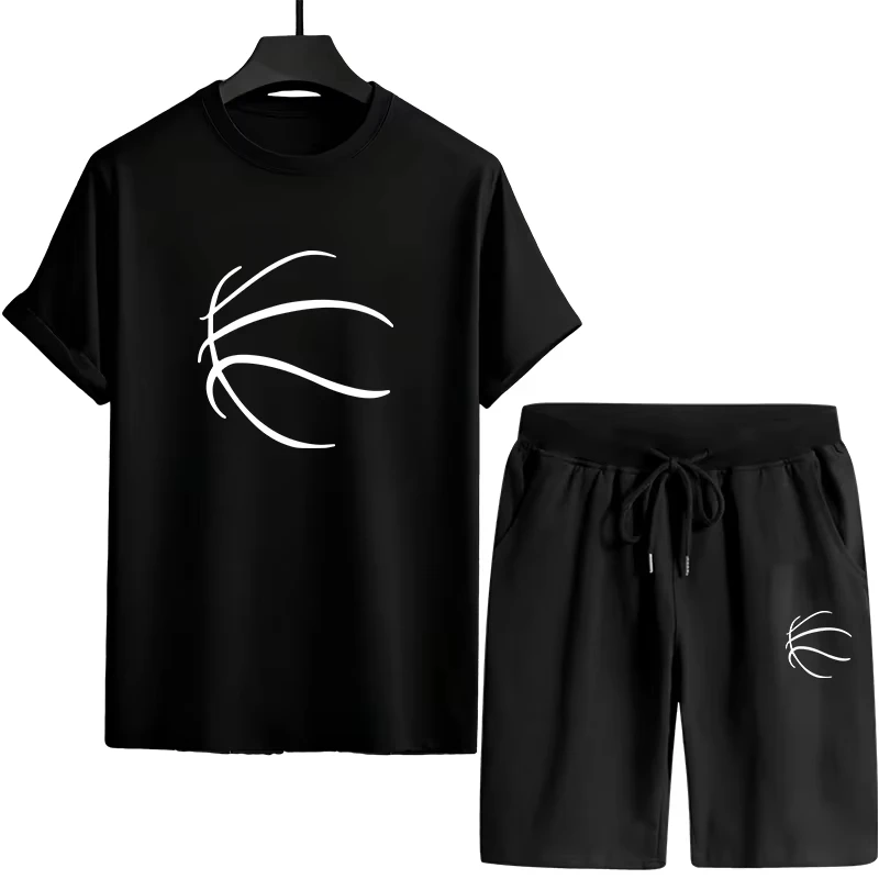 

2026 Men's Summer Sandal High Quality T-Shirt & Shorts Set of 2 Urban Casual Fashion Short Sleeve T-Shirts Outfit Men's Clothing