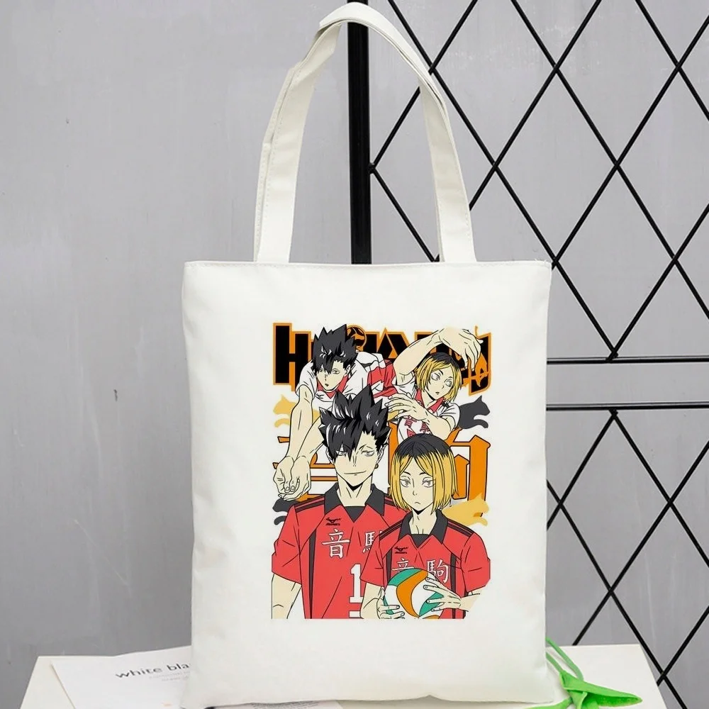 Haikyuu tote bag foldable grocery canvas  shopping shopper woman