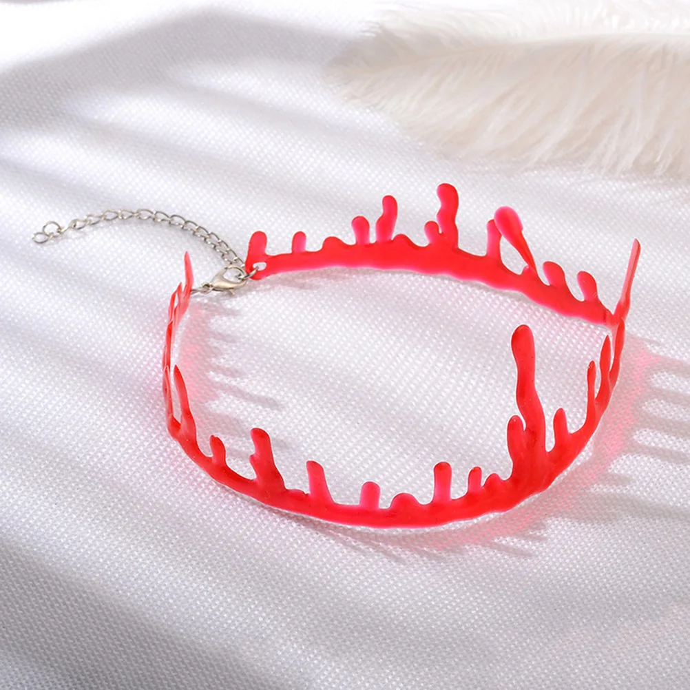 

2 pcs Blood Stain Choker Necklace Red Halloween Costume Party Jewelry Accessory Bloody Torque Neck Chain Gift For Women Men Kids