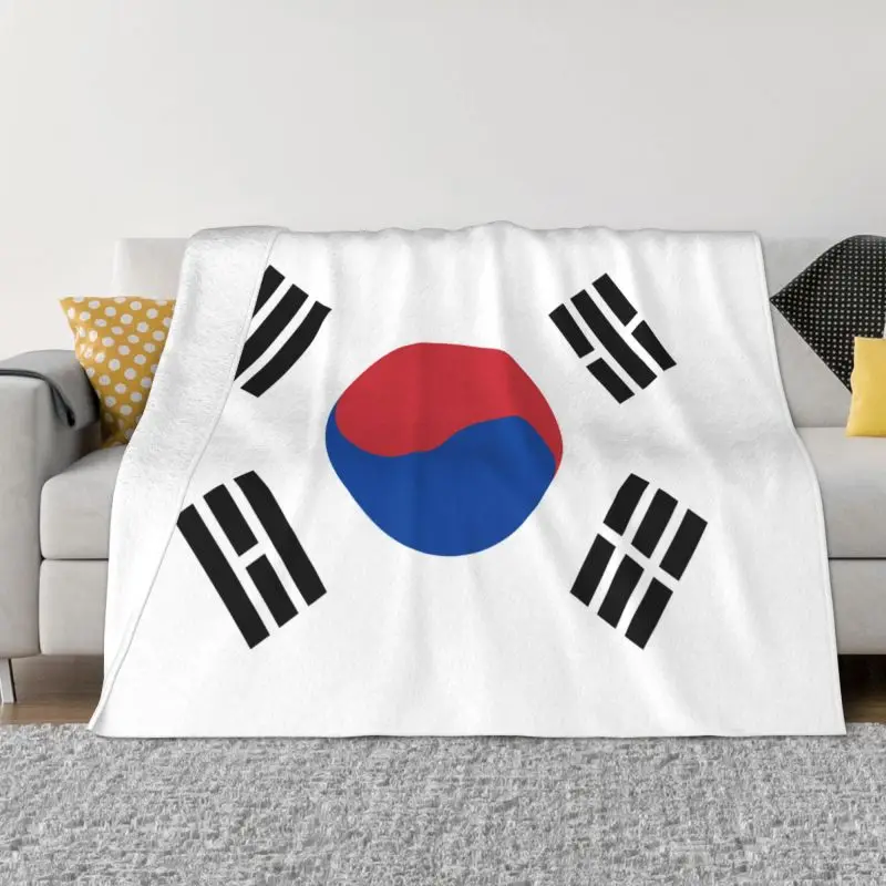 

Flag Of South Korea Blankets Warm Flannel Throw Blanket for Sofa Office Bedspreads