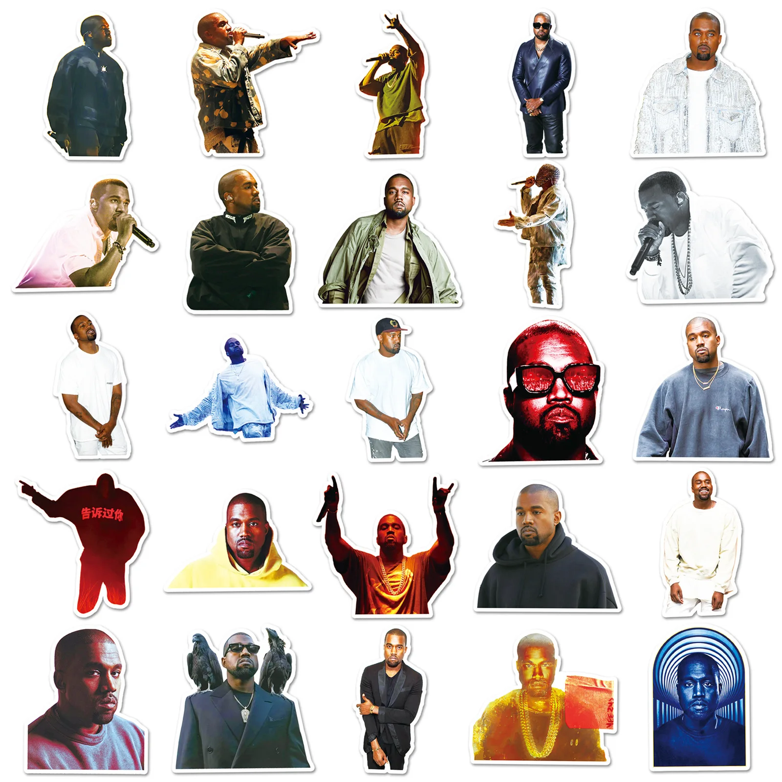 50 sztuk Kanye naklejki kanye west naklejki DIY Scrapbooking telefon bagaż deskorolka wodoodporne naklejki — zdjęcie 6
