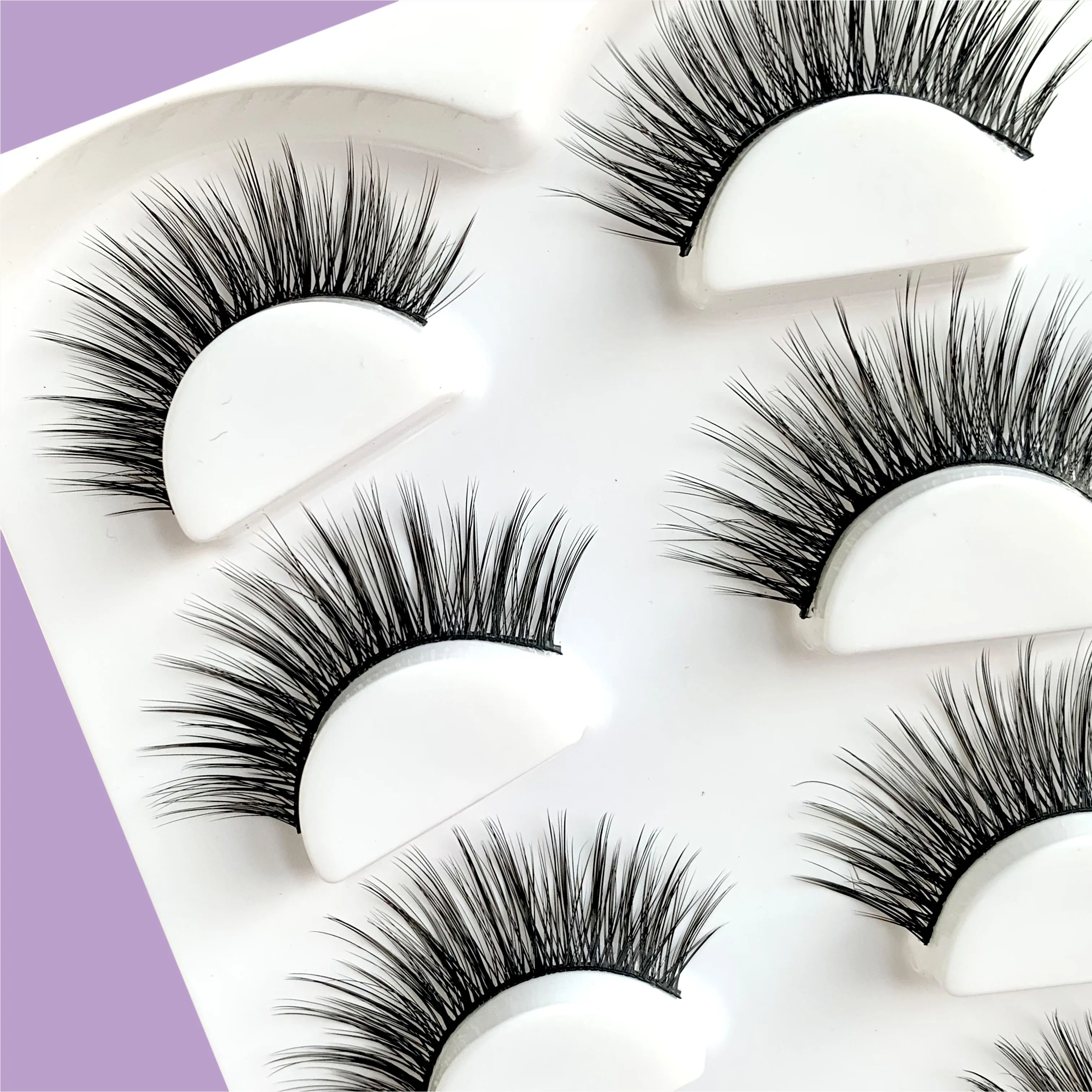 수제 3D 고양이 눈 인조 속눈썹, 내추럴 누드 메이크업 시뮬레이션, 5 쌍