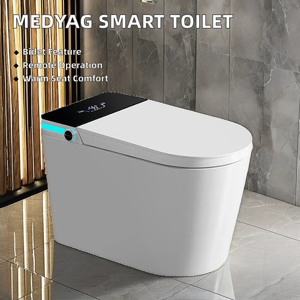 Smart Sanitary Ware Elongated Bowl Remote Control Seat Heating S-Trap Drainage-Smart Toilet