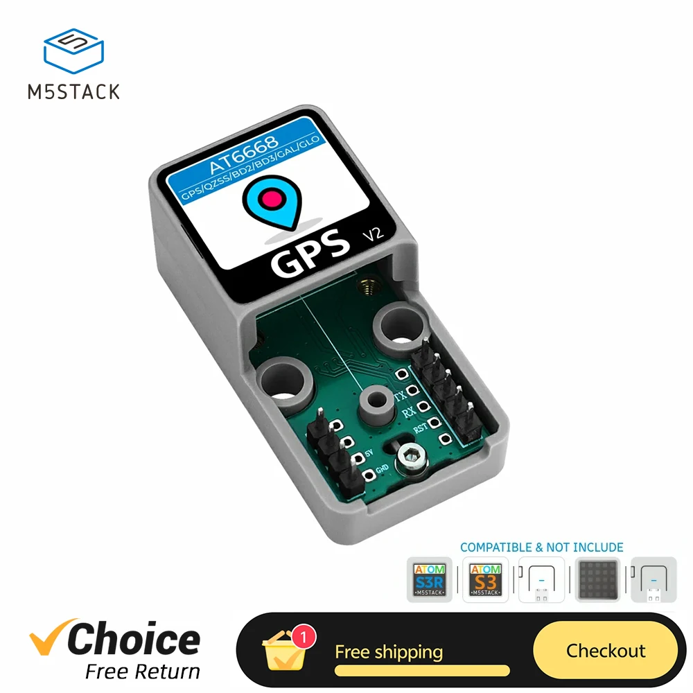 

M5Stack Atomic GPS Base V2.0 Модуль позиционирования GPS на базе Atom Series Hosts AtomS3R для навигации Iot