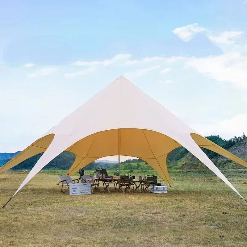 Pop Up 10x10 Luxury Large Waterproof Single Spire Canopy Modern Style Star Shaped Sunproof Tent for Beach Party or Camping