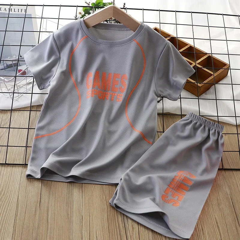 Children\'s Clothing Sets Letter Printed Short-sleeved Tops + Shorts 2Pcs Sets Kids Boys Clothes Baby Boy Outfit Set Basketball