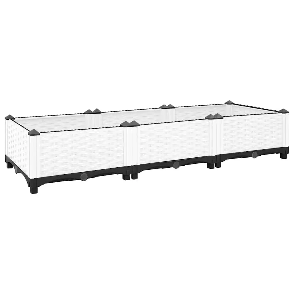 vidaXL Hochbeet aus Polypropylen 120x40x23 cm – Elegantes Blumenbeet im Rattan-Design für Garten, Terrasse, Balkon, Café oder Restaurant – Ideal für Pflanzen, Gemüse, Kräuter und Blumen