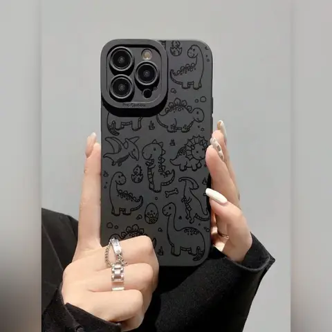 Cute Dinosaur Illustration Printed Phone Case For iPhone 17 16 15 14 13 12 11Pro Max Plus