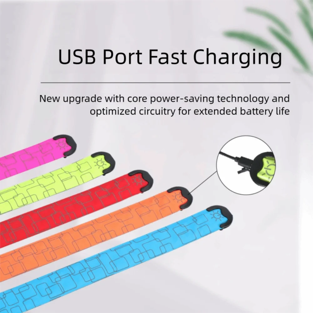 Battery Style Night Running Armband 5 Colors High Visibility Reflective Running Gear Light Weight USB Rechargeable