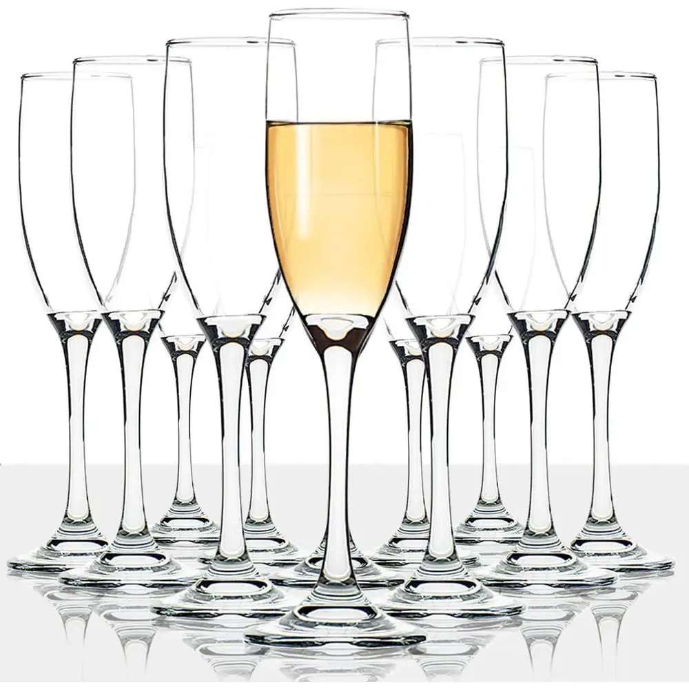 

Classic Champagne Flutes, Set of 12, 6 Oz Premium Stemmed Glasses, Crystal Clear