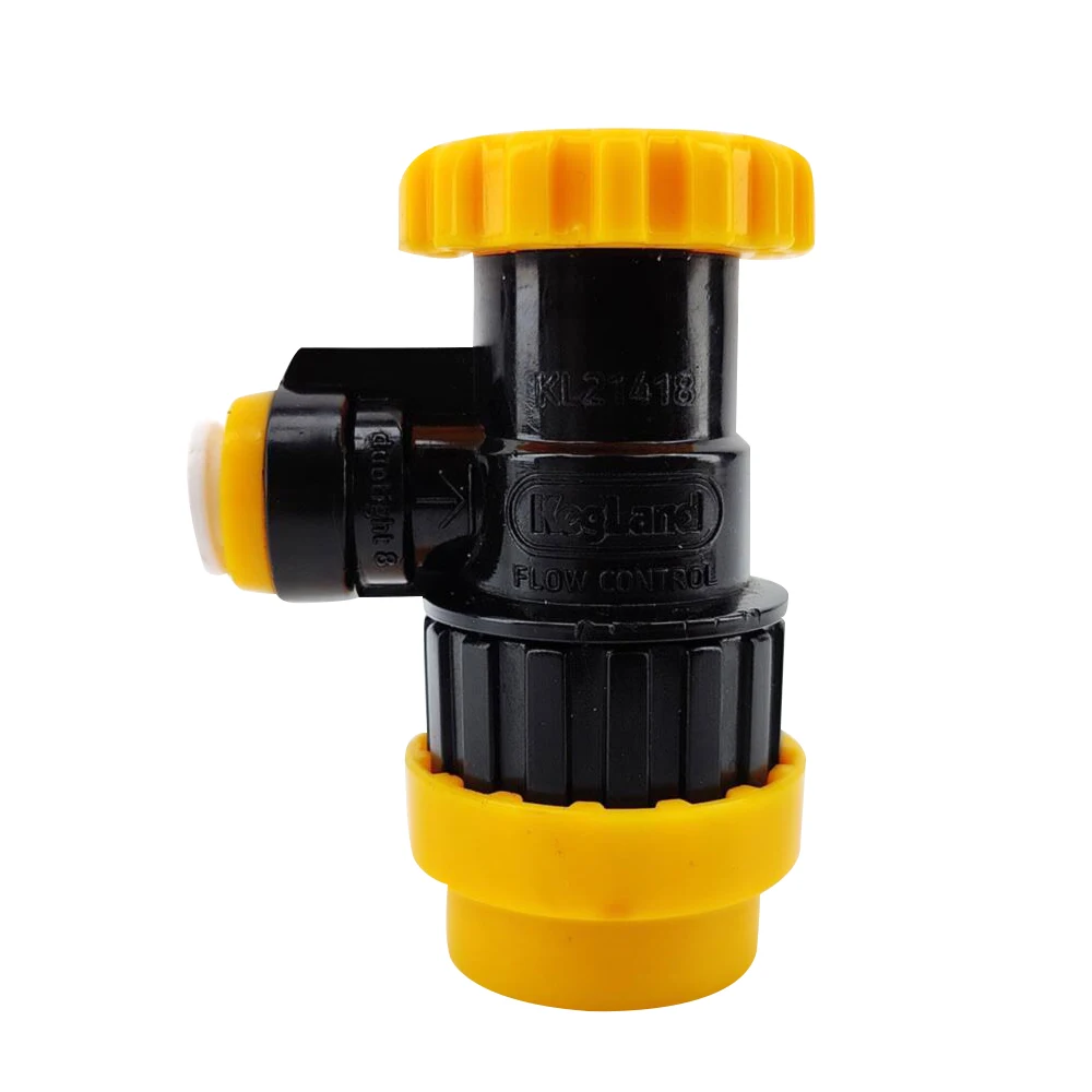 KegLand Duotight 8mm XFlow Control Ball Lock Disconnect (Liquid Black + Yellow) (POK)