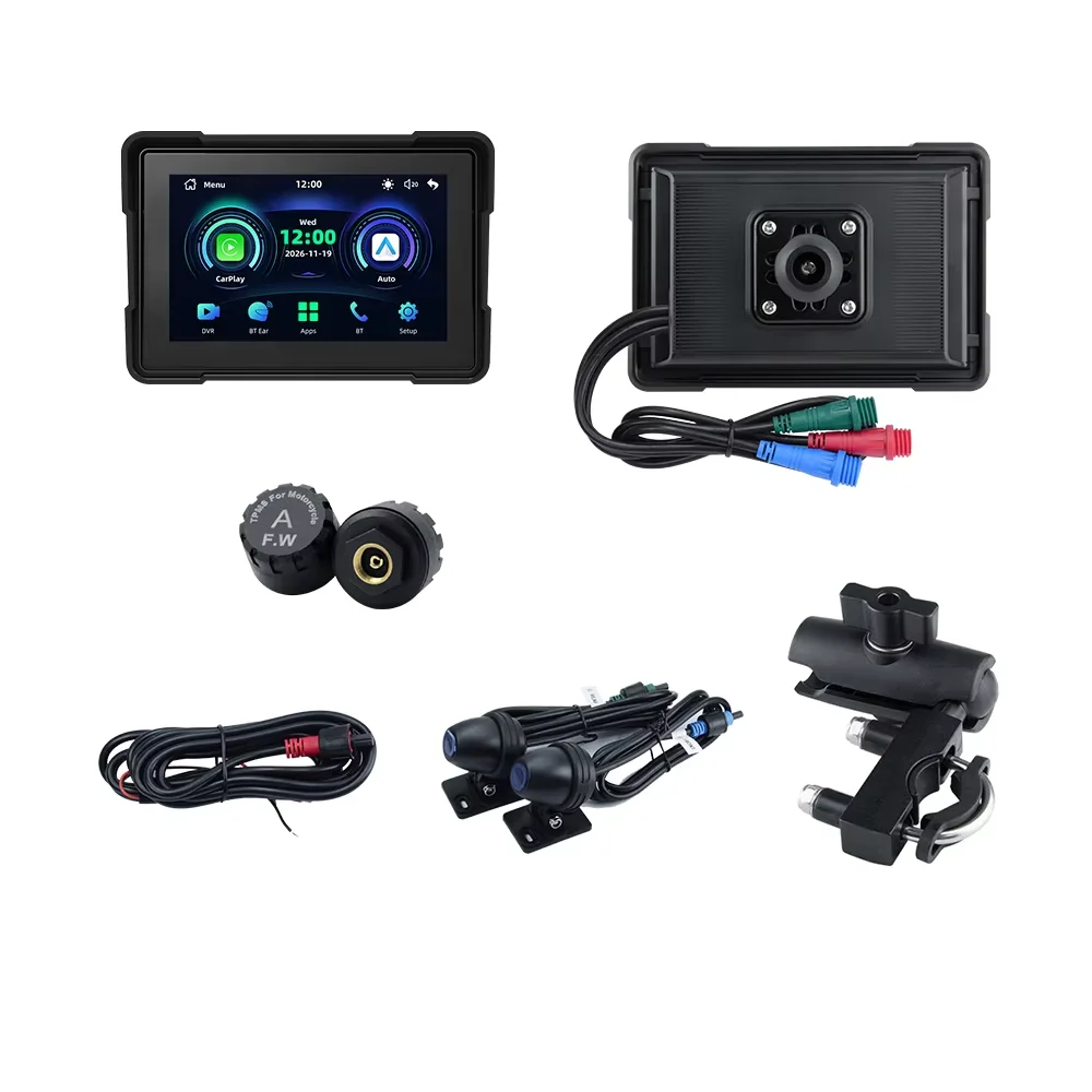 EKIY 5 Inch Portable Motorcycle Monitor Motorcycle Navigation Mirroring Display Screen Wireless CarPlay Android Auto Screen