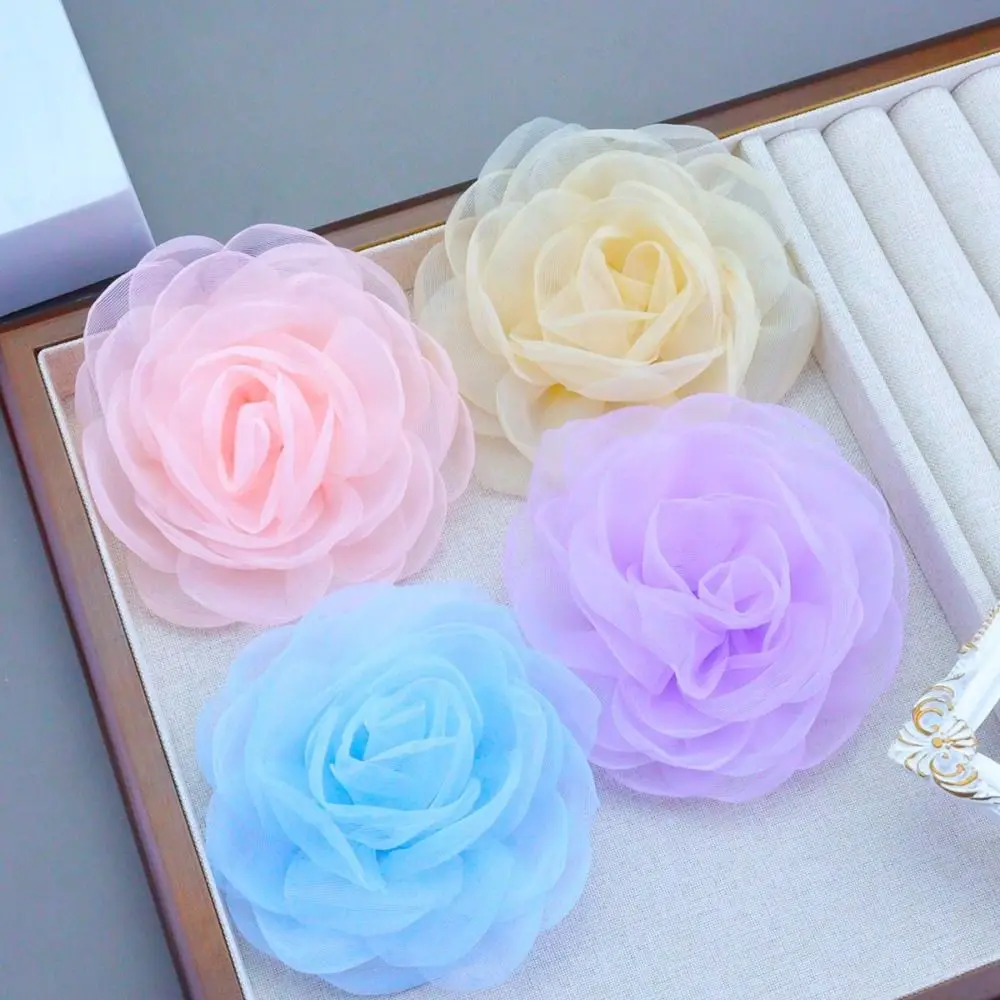 Handmade Camellia Flower Brooch Clothing Dress Accessories DIY Multi-Layer Floral Brooch 10CM Big Flower Multi-layer Yarn