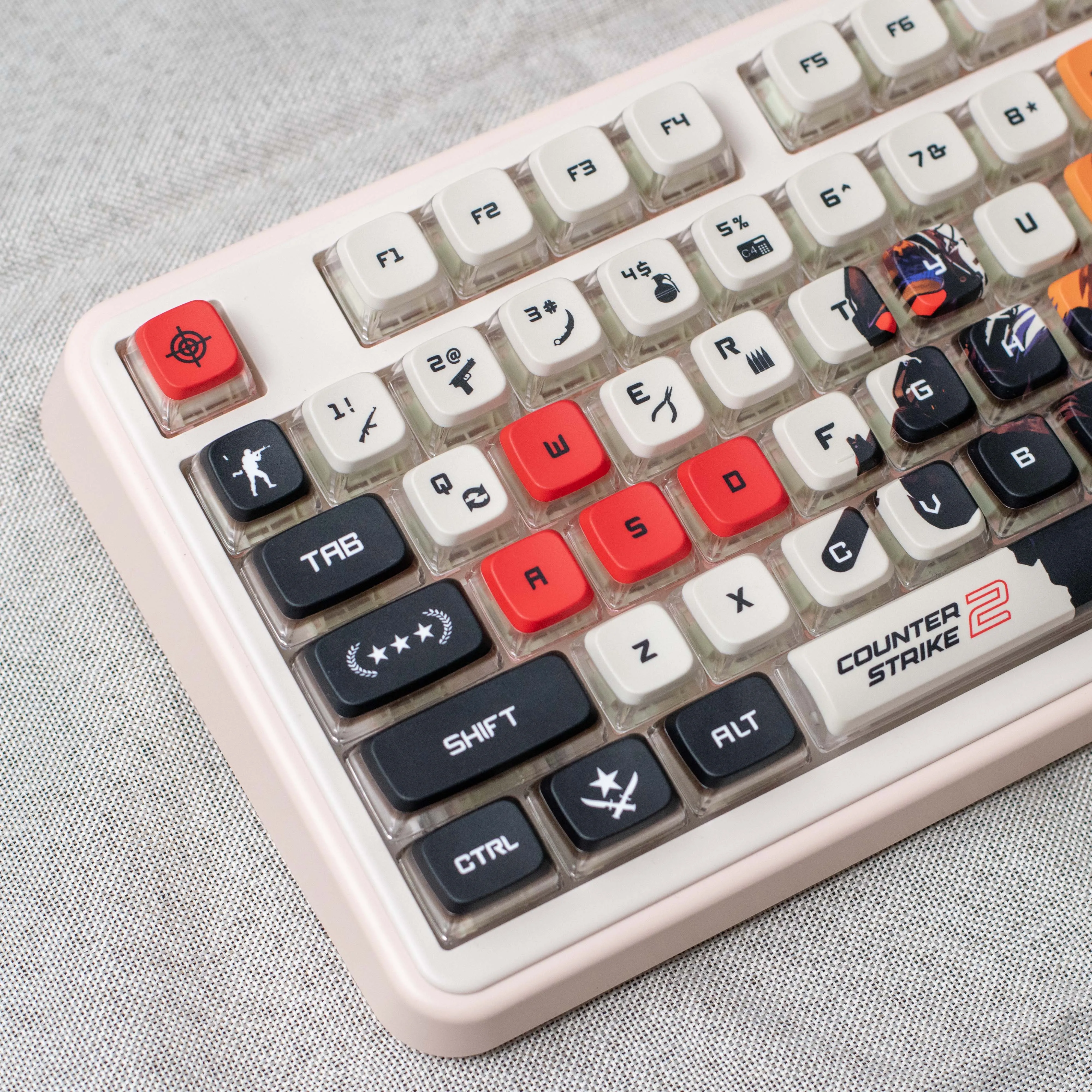 CS keycaps CS2 keycaps 119 keys full set ASA Profile  PBT dye sub keycaps Pdding keycaps Light Translucent support