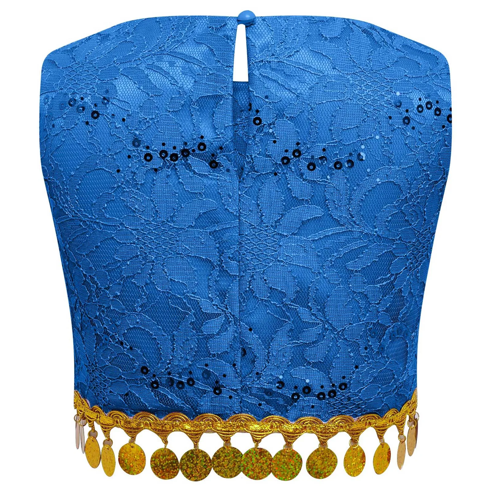 Ropa de danza del vientre para niños, Tops para niñas, Top corto de encaje con borlas y lentejuelas, traje de baile Choli étnico indio, chalecos sin mangas, Ropa de baile