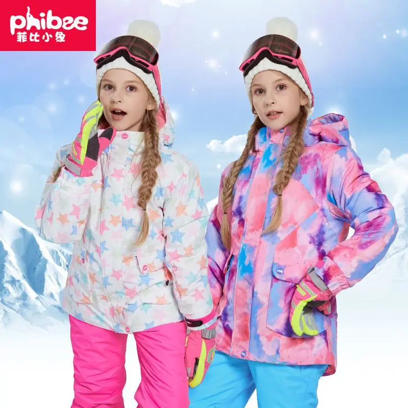 

Phibee children's outdoor ski jacket thickened warm windproof waterproof charge cold clothing parent-child snowboard jacket