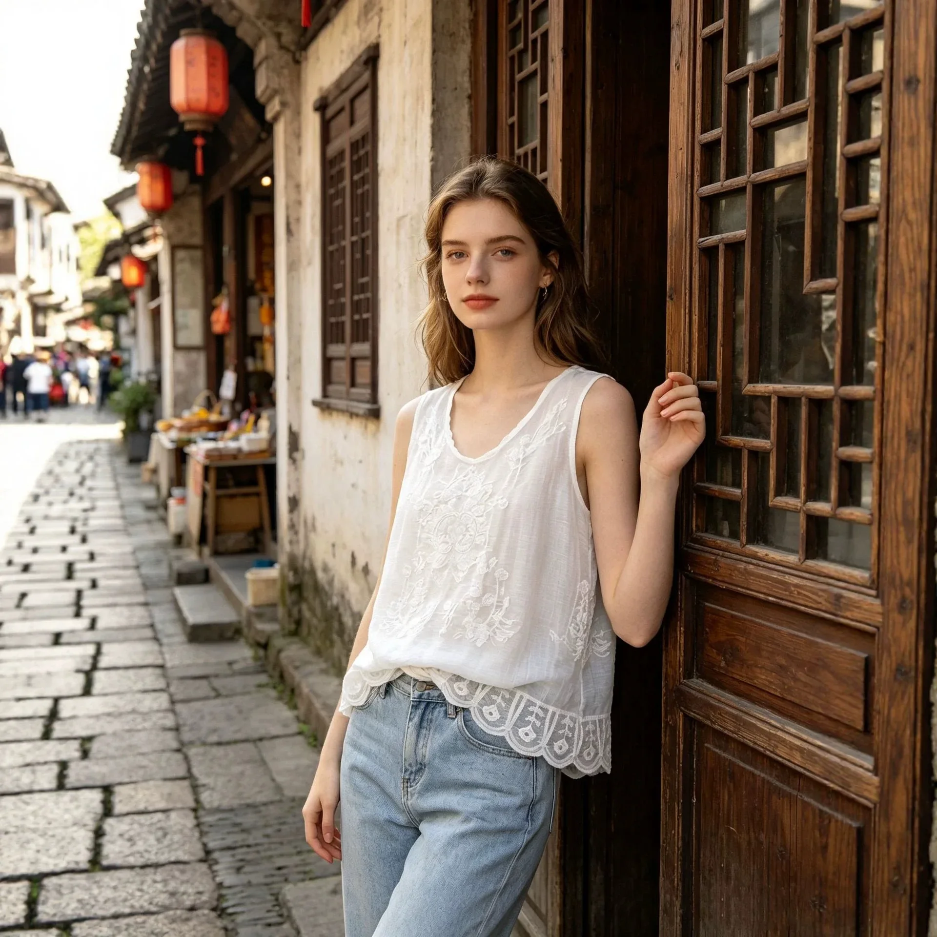 Women Summer Vintage Embroidered Knit Vest Sleeveless Loose Thin Breathable Base Layer Versatile Casual Daily Resort Wear Boho