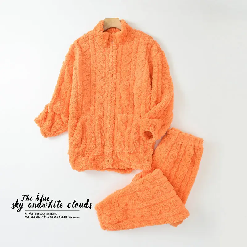 Coral Velvet Pajamas For Women Autumn Winter Thicken Korean Flannel Home Clothing Casual Warm Sleep Two-piece Set Pijama Mujer