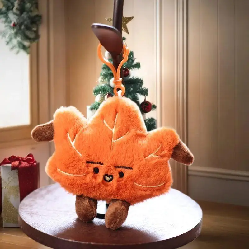 سلسلة مفاتيح قطيفة من أوراق القيقب الصغيرة المبهجة؛ أحب ديكور حقيبة الظهر والهدية المثالية