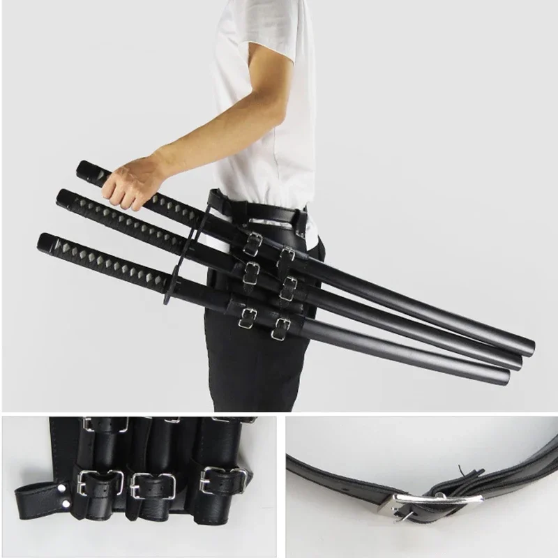 Black/White PU Leather Katana Sword Holder Medieval Belt Holster Halloween Props Anime Cosplay Knight Samurai Ninja Waist Sheath