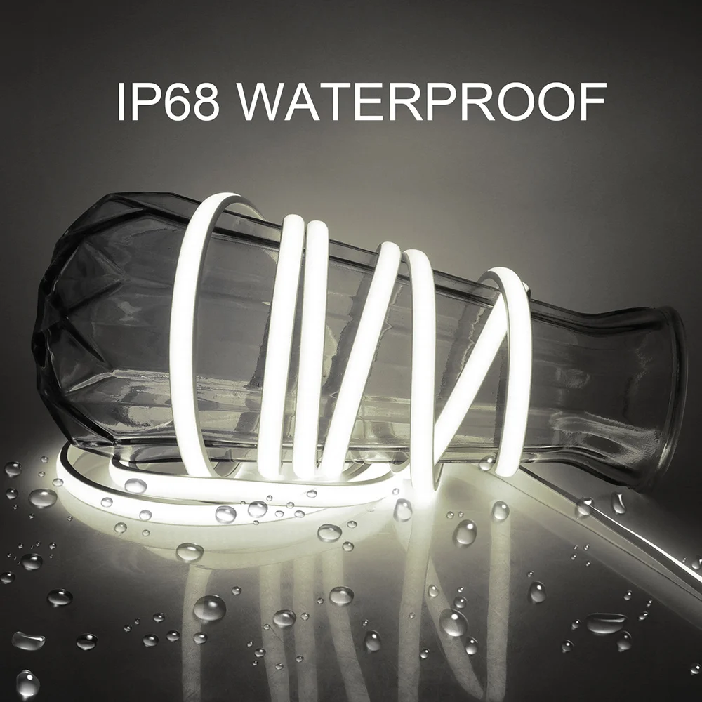 220V IP68 Waterproof COB Led Strip with Dimmer Switch Light Power Kit 3000K 4000K 6000K 0.5m 1m 2m 5m 10m 288 LEDs Flexible Lamp