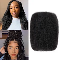 Cabello humano rizado afro, cabello rizado para extensiones locas torcidas/permanentes, trenzado, locs, aspecto natural para cabello sintético