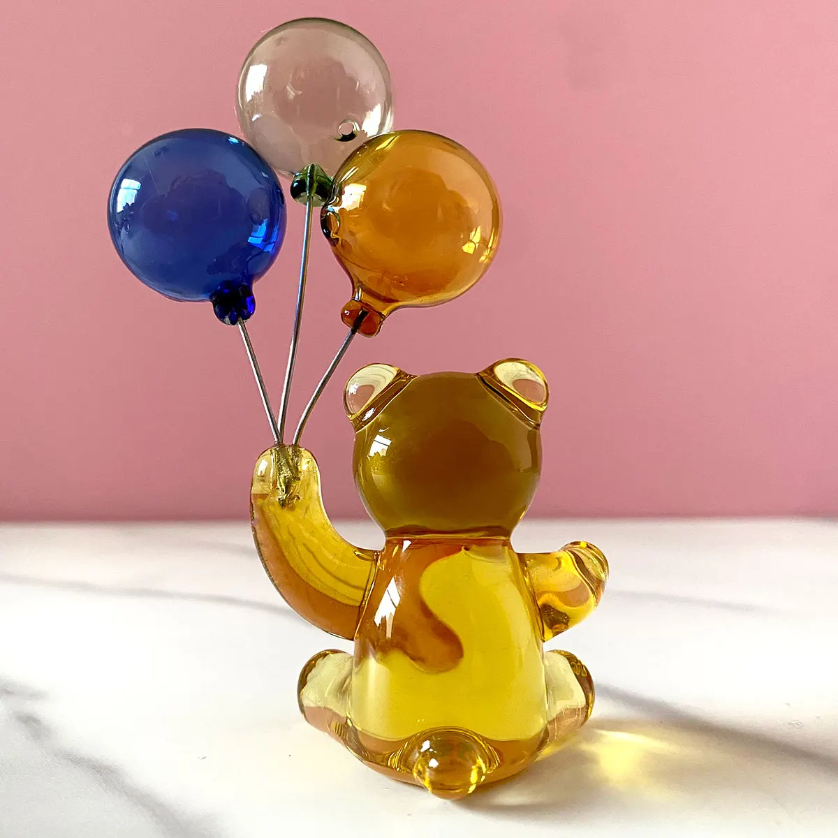 2 Types Crystal Bear with Balloons Glass Bear Animal Figurine Home Table Decor Kids Birthday Gift