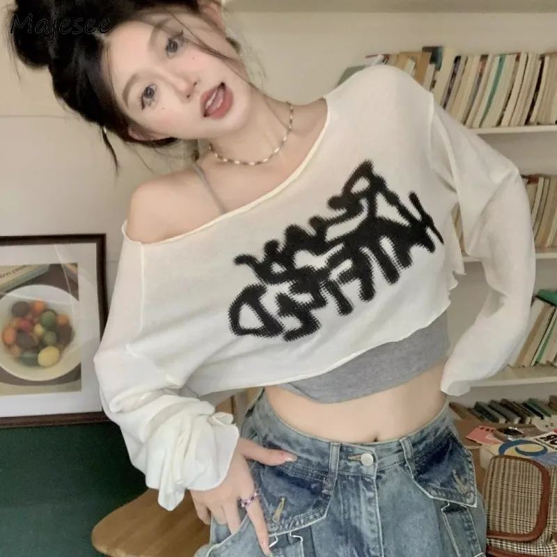 Long Sleeve T-Shirts Women Comfortable All-match Trendy Streetwear Sun-proof Loose Fit Ulzzang Crop Tops Spring Summer Cute Y2k