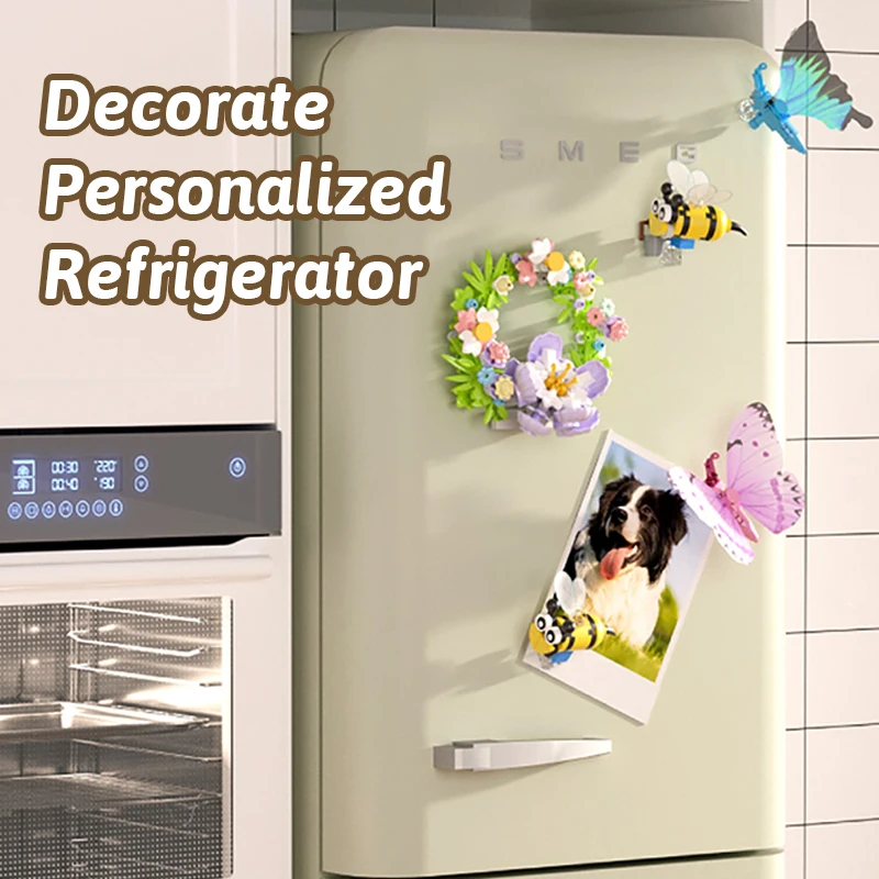 Insect building block picture frame, children's three-dimensional DIY building block toy with magnetic suction function desktop