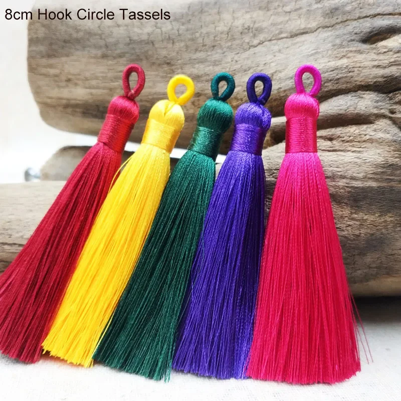 5pcs/lot 8cm Hook Circle Tassels Silk Fringe Bangs Flower Tassel Trim Decorative Tassels For Curtains Home Decor Accessories