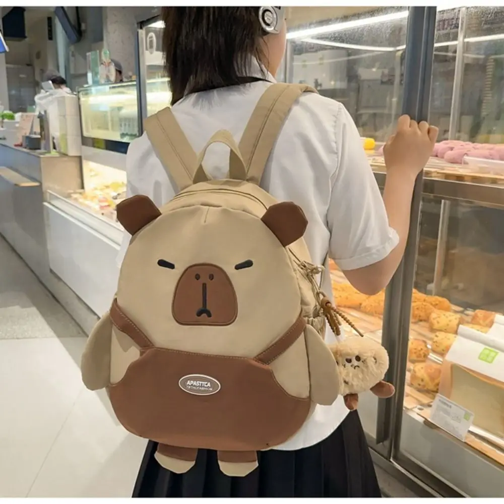 Cartoon Capybara Backpack Large Capacity Storage Bag Children's School Bag Travel Bag Waterproof Cartoon Capybara Backpack