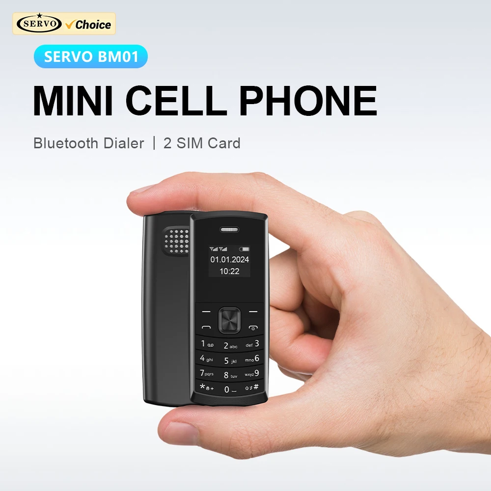 SERVO BM01 Smallest Mobile Phone 2 SIM Standby Magic Voice Speed Dial Bluetooth Dial-up Call Recording Mini Backup Feature Phone